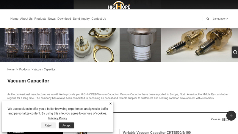 China Vacuum Capacitor Manufacturers and Suppliers