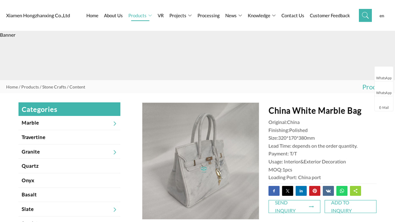 China White Marble Bag Manufacturers, Suppliers, Factory