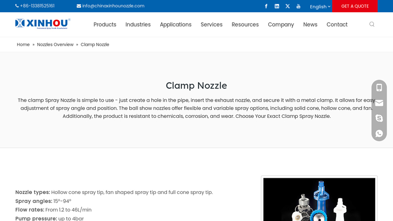 Clamp spray nozzle manufacturers and suppliers