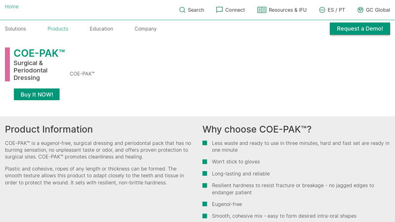COE-PAK™: Surgical & Periodontal Dressing