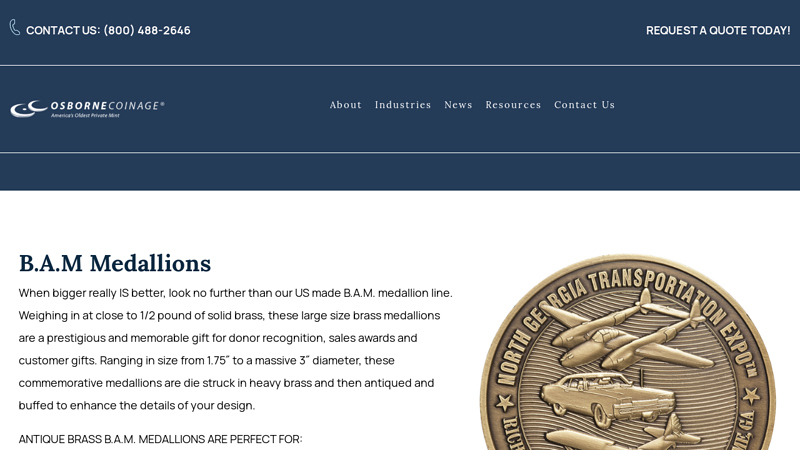 Commemorative Brass Medallions