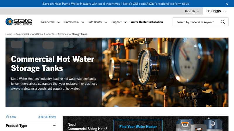 Commercial Hot Water Storage Tanks