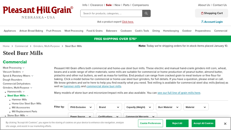 Commercial & Steel Burr Mill Grain Grinder