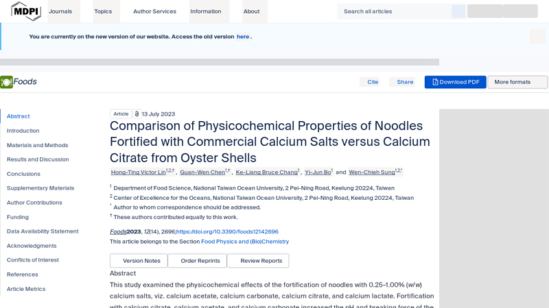 Comparison of Physicochemical Properties of Noodles Fortified with ...