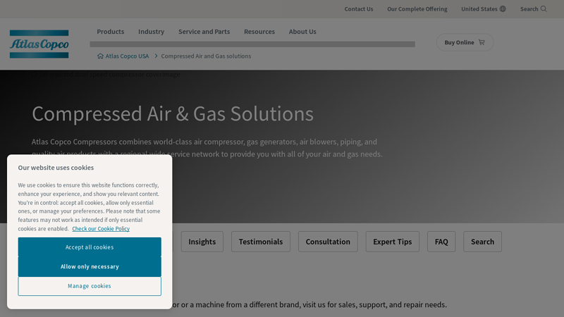 Compressed Air and Gas Products, Parts, and Service