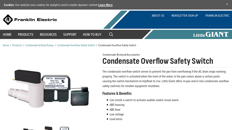 Condensate Overflow Safety Switch