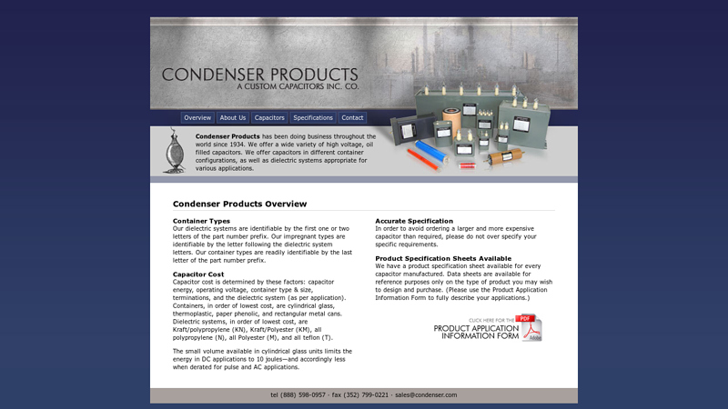 Condenser Products: A Custom Capacitors Inc. Co.