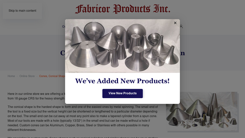 Cones, Conical Shapes & Tapers Spun