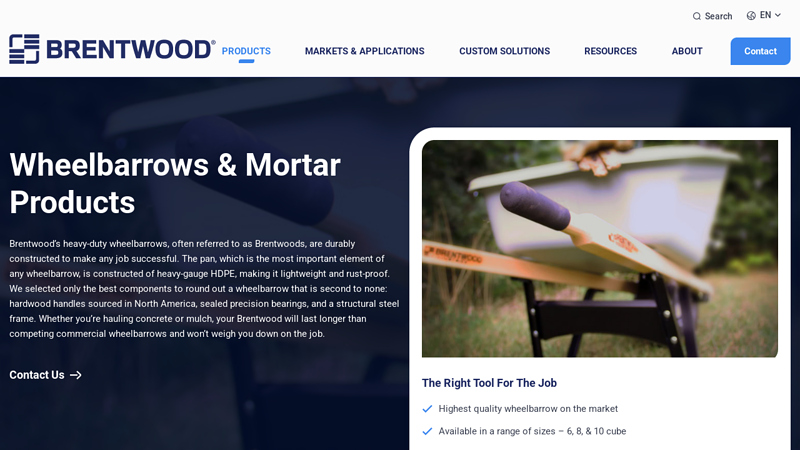 Construction Wheelbarrows by Brentwood Industries