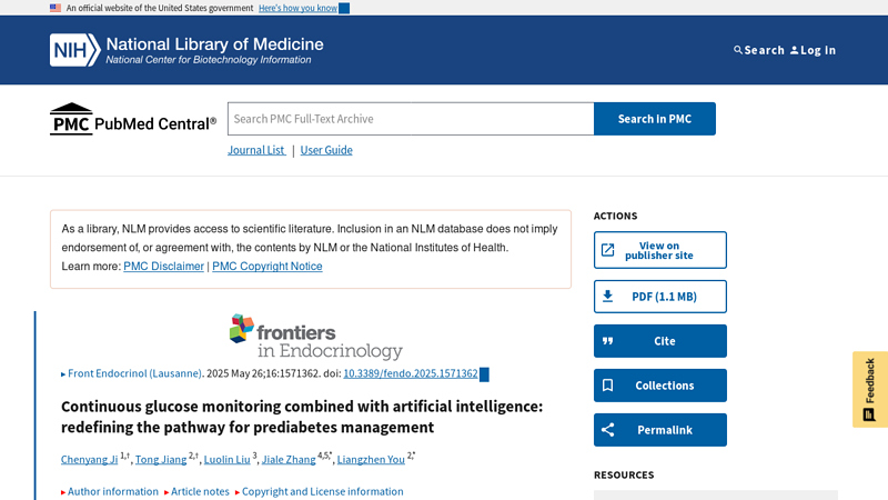 Continuous glucose monitoring combined with artificial intelligence