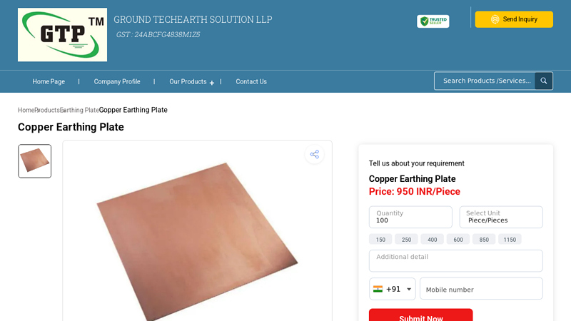 Copper Earthing Plate High