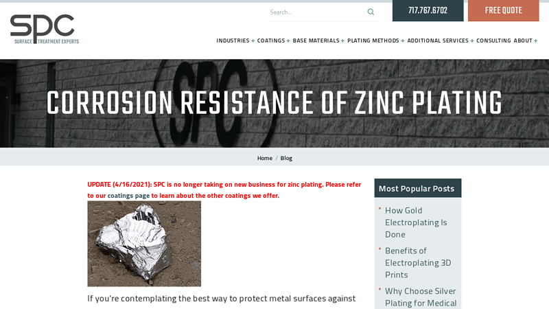 Corrosion Resistance of Zinc Plating