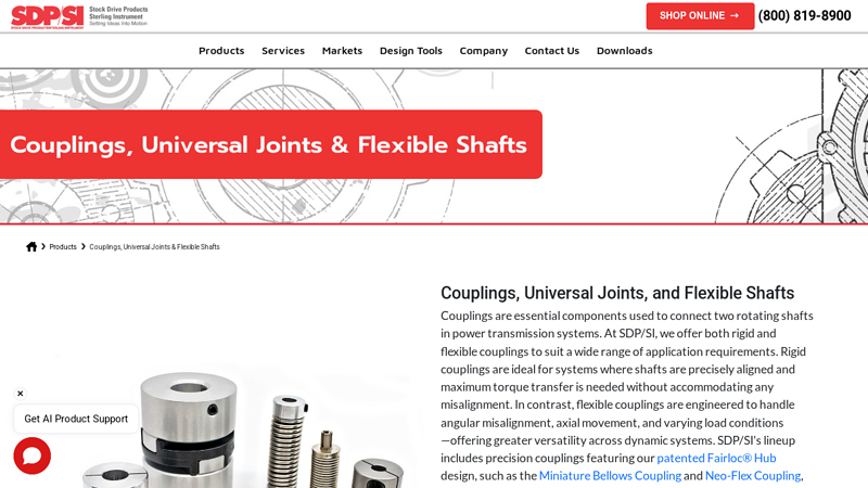 Couplings, Universal Joints, & Flexible Shafts
