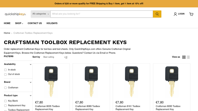 Craftsman Toolbox Replacement Keys