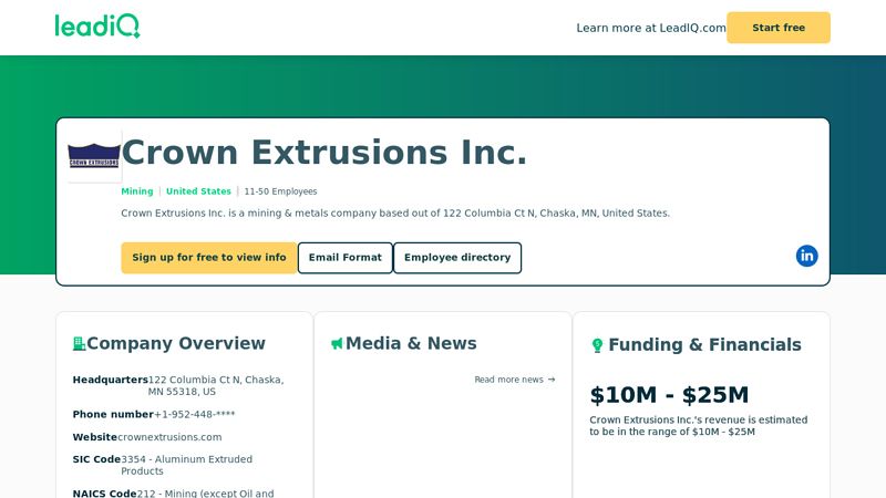 Crown Extrusions Inc. Company Overview, Contact Details ...