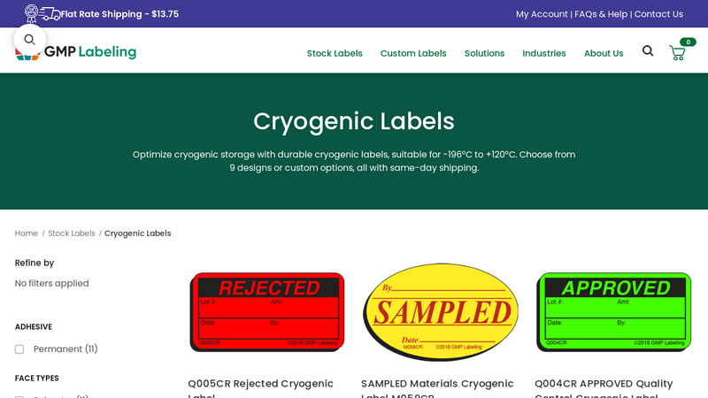 Cryogenic Labels