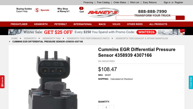 Cummins EGR Differential Pressure Sensor 4358939 4307166