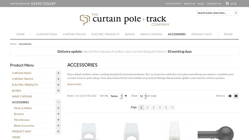 Curtain Track and Pole Accessories, Fixtures and Fittings