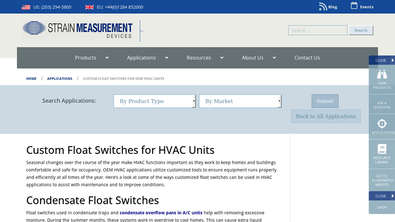 Custom Float Switches For HVAC Units