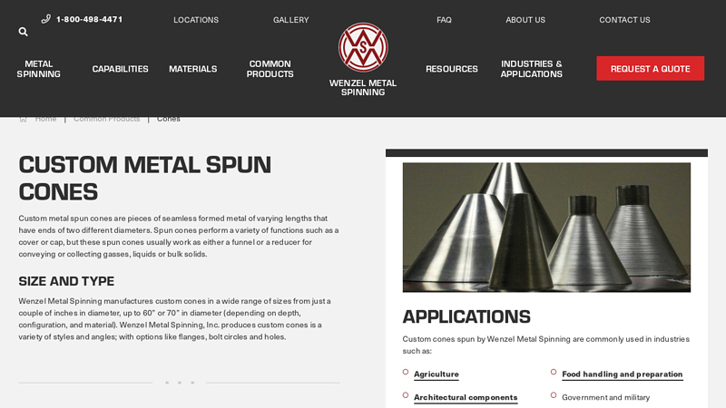 Custom Metal Spun Cones