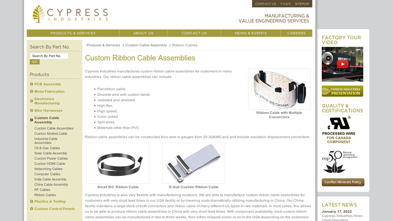 Custom Ribbon Cable Assemblies