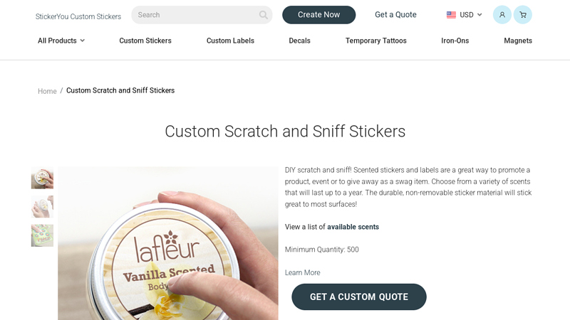 Custom Scratch and Sniff Stickers