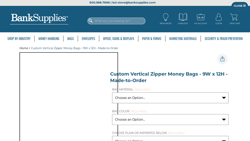 Custom Vertical Zipper Money Bags