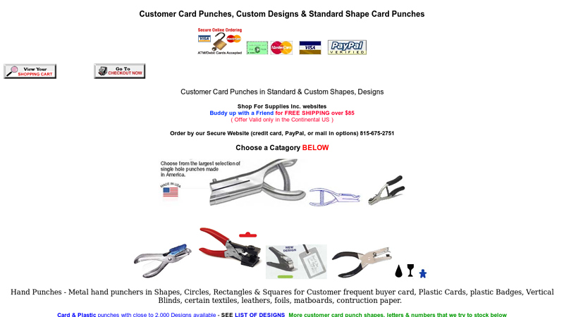 Customer Card Punches, Custom Designs and Standard Shape ...