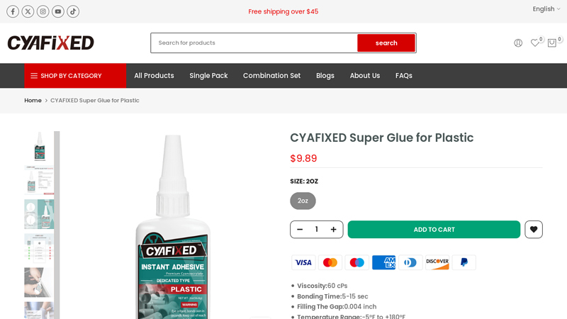 CYAFIXED Super Glue for Plastic