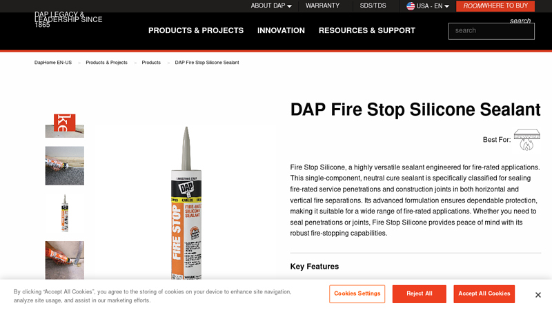 DAP Fire Stop Silicone Sealant