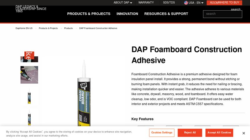 DAP Foamboard Construction Adhesive