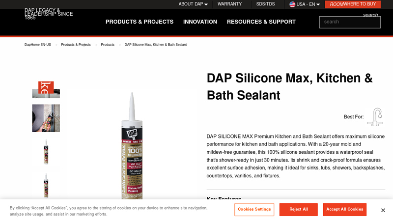 DAP Silicone Max, Kitchen & Bath Sealant