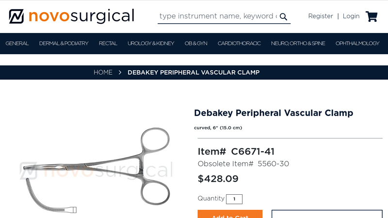Debakey Peripheral Vascular Clamp