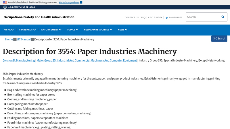 Description for 3554: Paper Industries Machinery