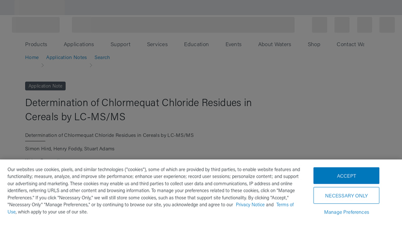 Determination of Chlormequat Chloride Residues in Cereals by LC ...