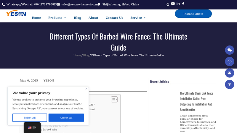 Different Types of Barbed Wire Fence