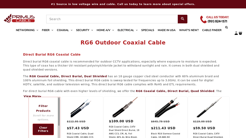 Direct Burial RG6 Outdoor Cable