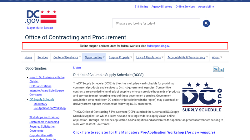District of Columbia Supply Schedule (DCSS)