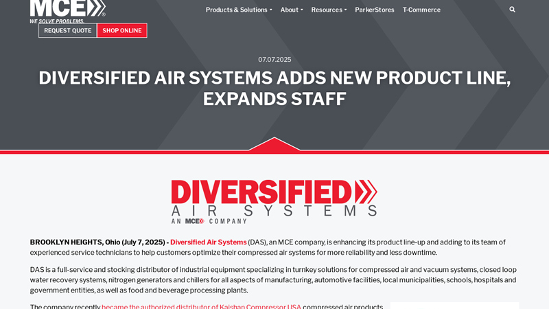 Diversified Air Systems Adds New Product Line, Expands Staff