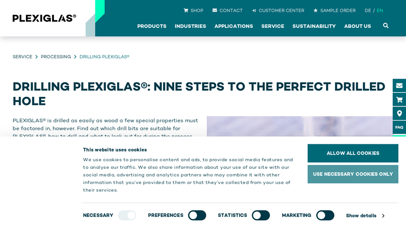 Drilling PLEXIGLAS