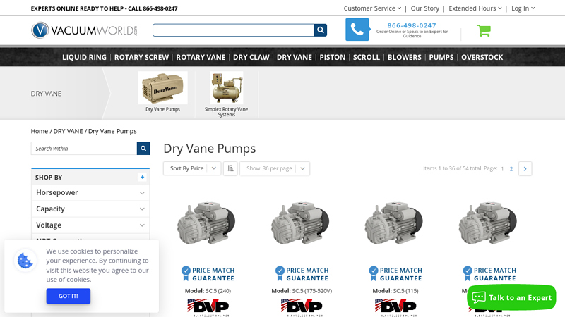 Dry Oilless Rotary Vane Vacuum Pumps