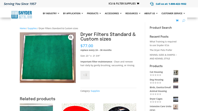 Dryer Filters Standard & Custom sizes