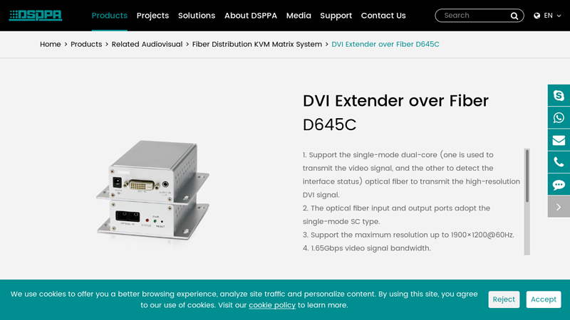 DVI Extender over Fiber D645C