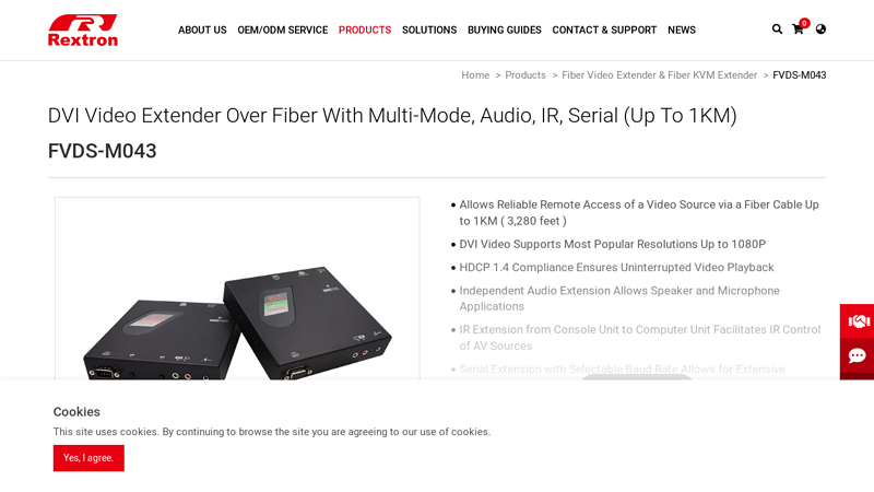 DVI Video Extender over Multi-Mode Fiber