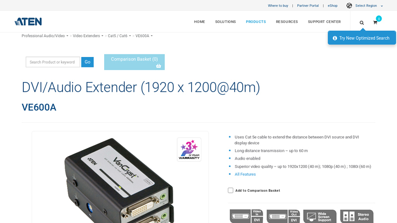 DVI/Audio Extender (1920 x 1200@40m)