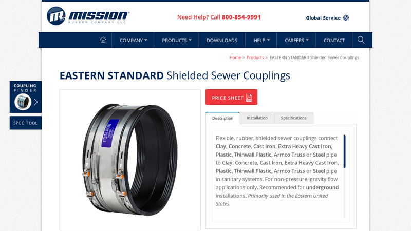 EASTERN STANDARD Shielded Sewer Couplings