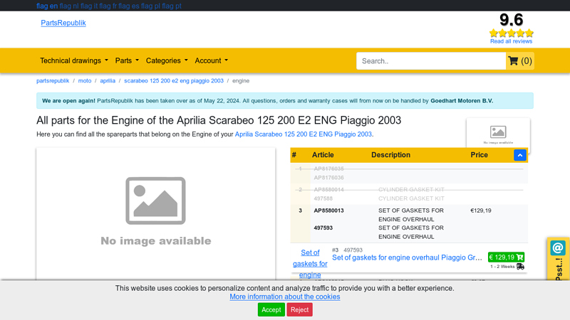 Engine spare parts for Aprilia Scarabeo 125 200 E2 ENG Piaggio ...