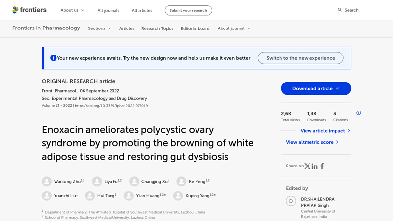 Enoxacin ameliorates polycystic ovary syndrome by promoting the ...