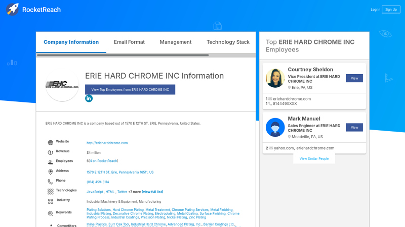 ERIE HARD CHROME INC Information