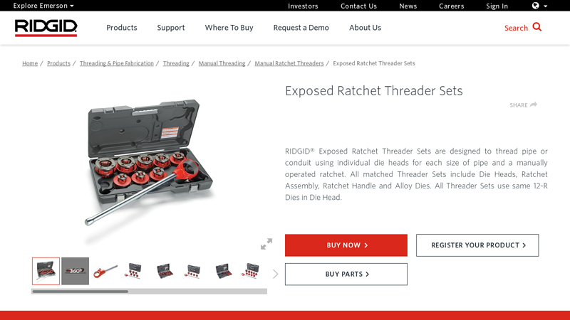 Exposed Ratchet Pipe Threader Sets
